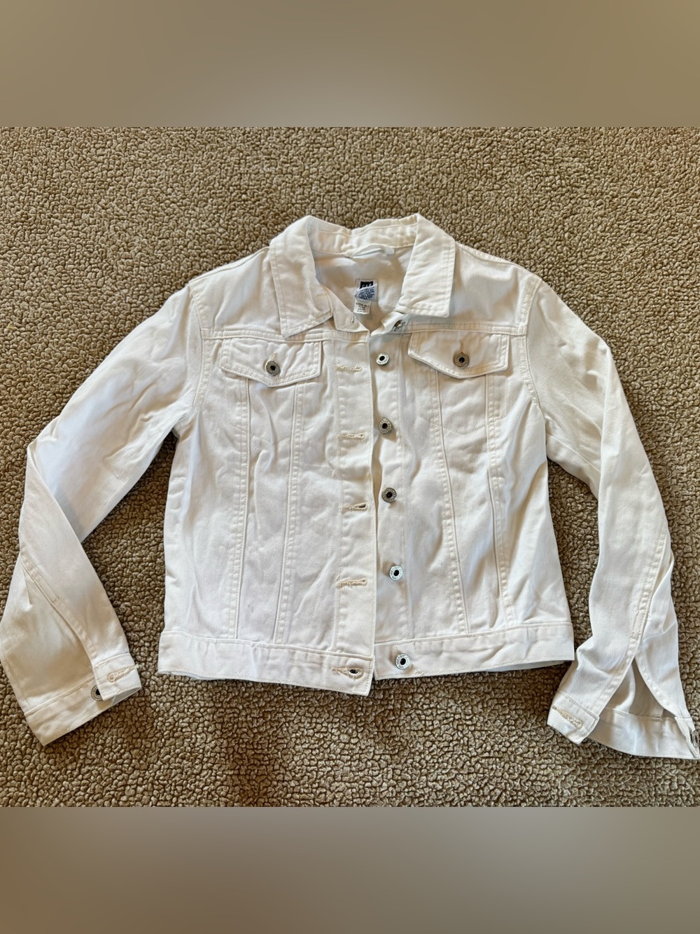 Vintage Y2K Gap Factory Store White Denim Trucker Jacket Size Small